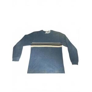 Vintage Simply Basic Boys Blue Striped Long Sleeve Shirt Size 12/14